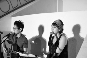 Rebecca and Ian performing at Five Bar